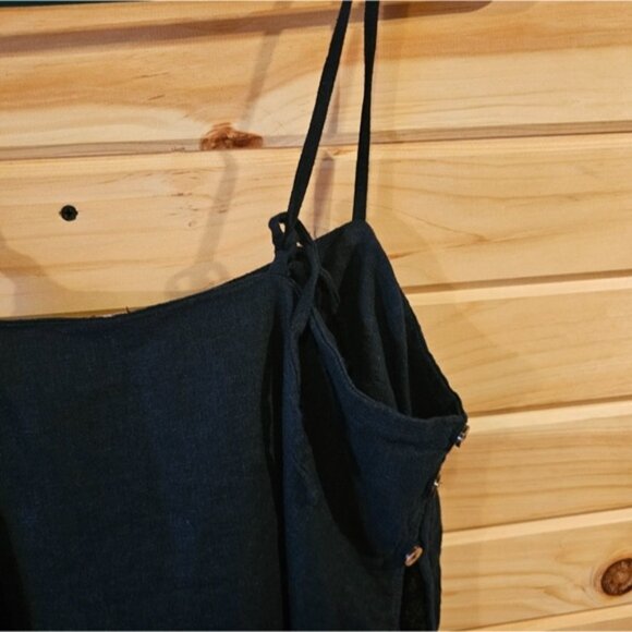 Free people button side Black Women's Spaghetti Strap Top Grunge Punk Edgy Cute - Picture 6 of 6